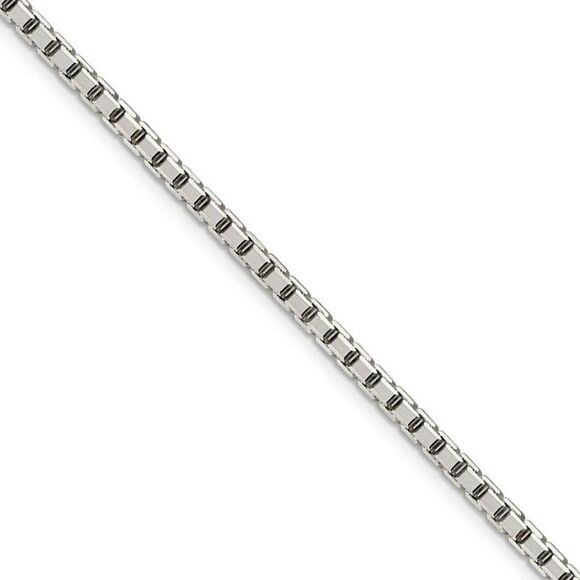 3.2mm Sterling Silver Diamond Cut Box Chain Necklace 24 Inch